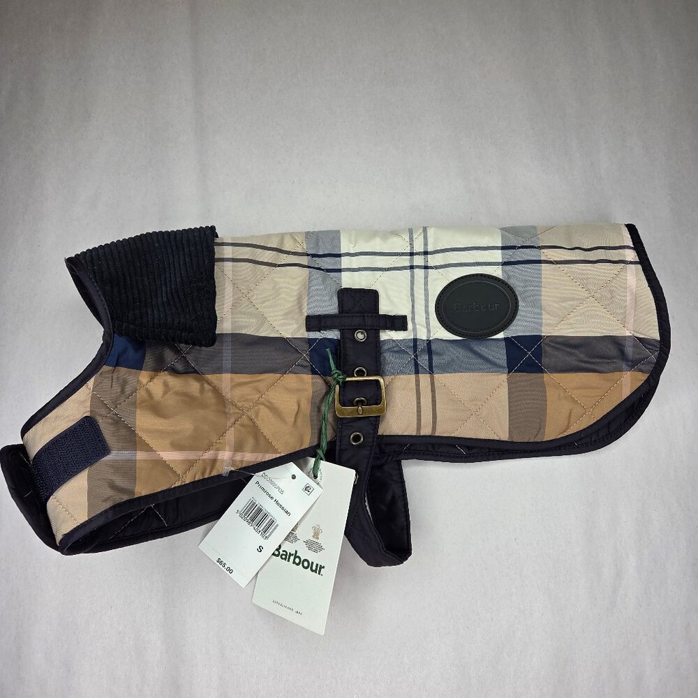 Barbour Plaid Dog Coat - Tan and Black
